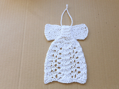 Pletený zvoneček k zavěšení větší vánoce bavlna bílá zvoneček zvonek 