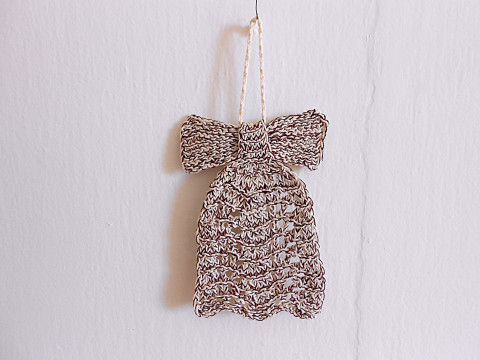 Pletený zvoneček k zavěšení větší vánoce bavlna zvoneček zvonek béžová vínová 