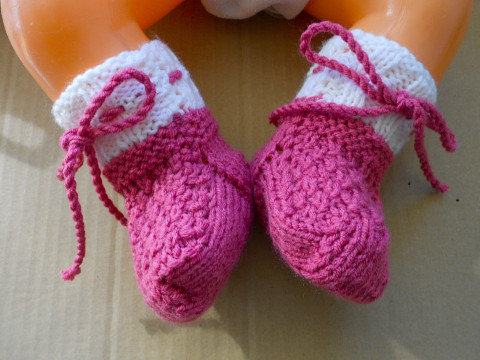 Kojenecké ponožky 3-5 měsíců růžová bílá akryl ponožky melír capáčky 