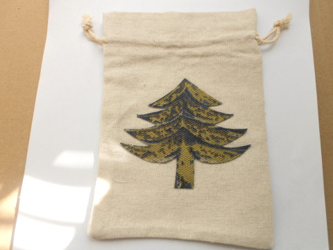 Dárkový pytlík lněný 13x18 cm dárek modrá vánoce zlatá pytlík len béžová 