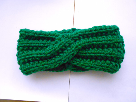 Křížená čelenka merino dětská zelená čelenka dětská merino křížená 