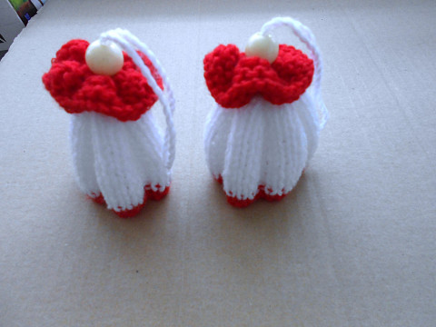 Pletený zvoneček k zavěšení vánoce růžová bavlna bílá zvoneček zvonek akryl 