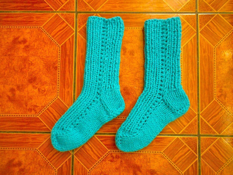 Pletené ponožky s vlnou vel. 36-37 zelená akryl ponožky khaki vlna 36 37 