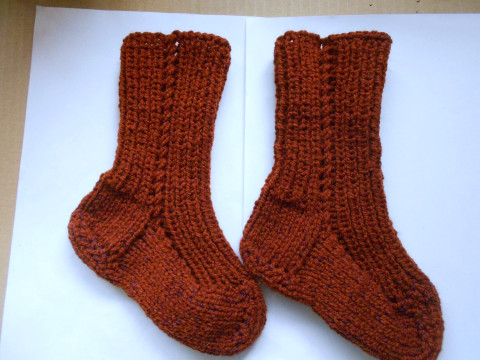 Dětské ponožky vel. 30-31 s vlnou děti akryl ponožky rezavá vlna 