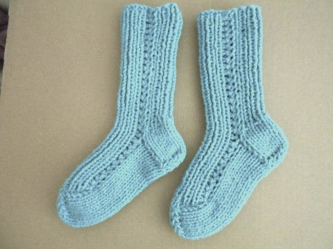 Pletené ponožky vel. 46-47 modrá akryl ponožky vlna 46 47 