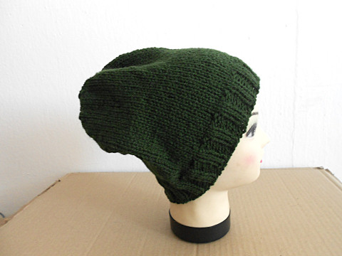 Velká čepice s vlnou UNI čepice akryl khaki vlna 