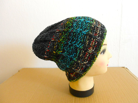 Velká čepice s merinem čepice černá šedá akryl khaki merino 