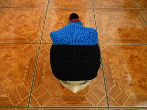 Čepice - kašpárek s merinem zelená modrá čepice černá akryl dlouhá merino 