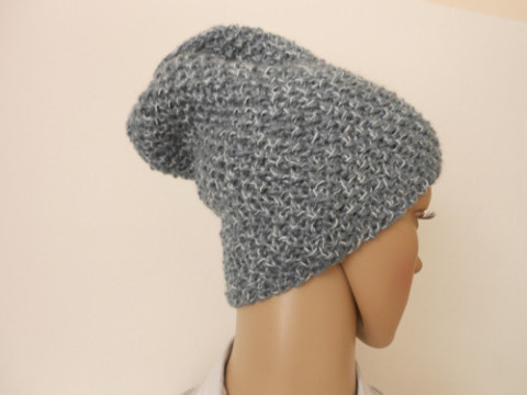 Velmi teplá čepice - hučka s vlnou modrá čepice bílá akryl vlna hučka 