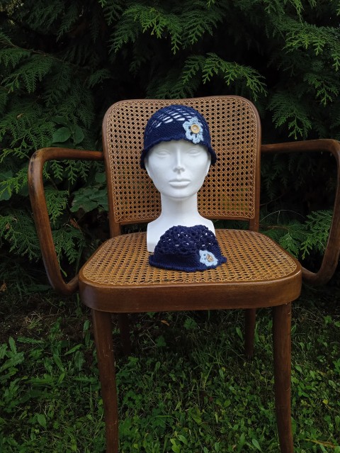 Čepice pro mamku a dceru námořnice 