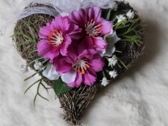 Srdce bíložluté s kopretinami