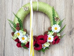 Srdce bíložluté s kopretinami