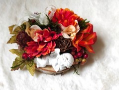 Srdce bíložluté s kopretinami