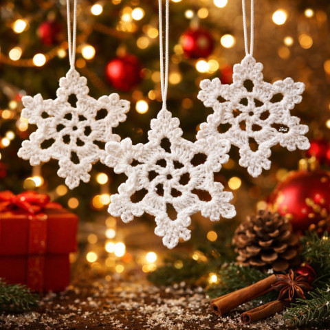 Vánoční ozdoba - vločka /9 cm/ vánoce háčkovaná bavlna bílá vánoční ozdoba akryl handmade vločka 