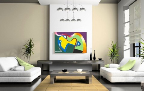 ZAMYŠLENÝ obraz abstrakce moderní interier 