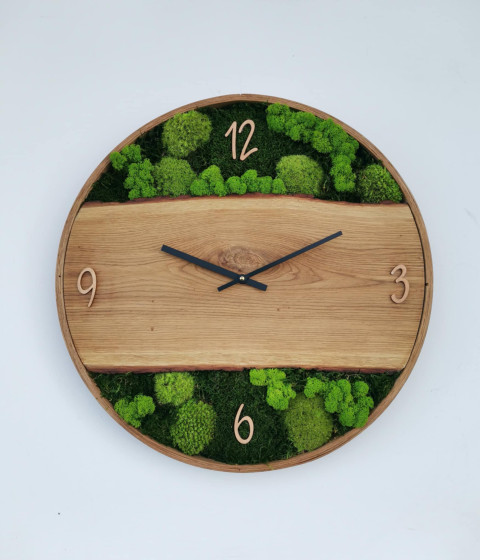 Mechové hodiny 50 cm nástěnné hodiny mechové hodiny mechová dekorace 