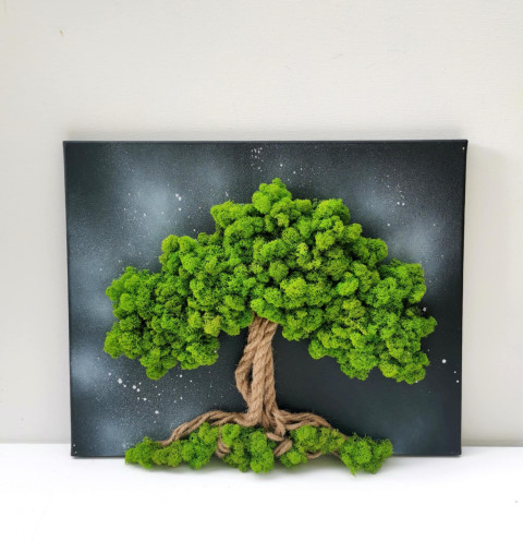Mechový obraz, strom života, 40x50 obraz mech strom života mechová dekorace mechový strom 