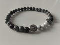 Náramek z obsidiánu a magnezitu