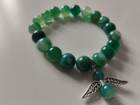Náramek achátový s andílkem náramek anděl zelená 