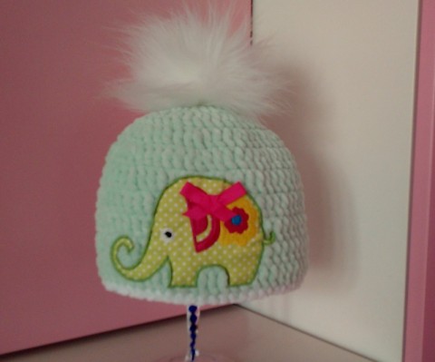 Čepice zimní pro obvod 42-45cm zima čepice slon zelená bambule 