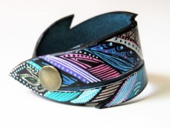 Pánský kožený nátepník, šíře 5 cm