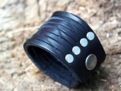 Pánský kožený nátepník, šíře 5 cm