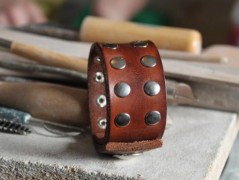 Pánský kožený nátepník, šíře 5 cm