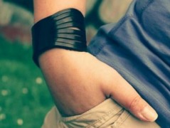 Pánský kožený nátepník, šíře 5 cm