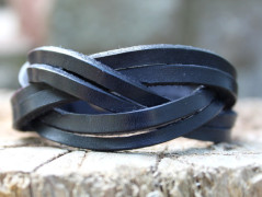 Pánský kožený nátepník, šíře 5 cm