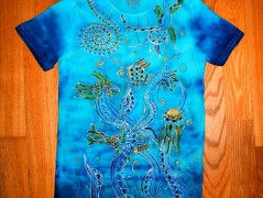 Batik.tričko  - Moře kvete