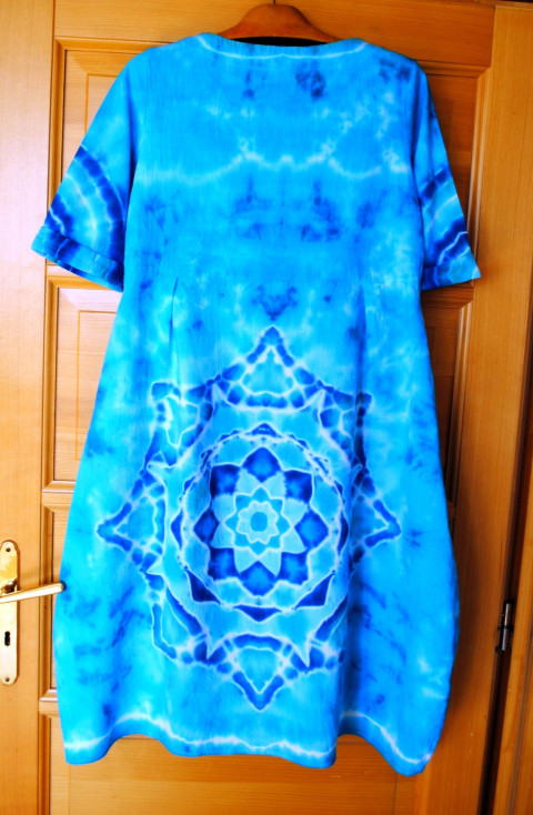 Batik.šaty S/M - Sen o moři moře modrá léto mandala hippie batikované bohémské 