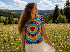Batik.tričko  - Moře kvete