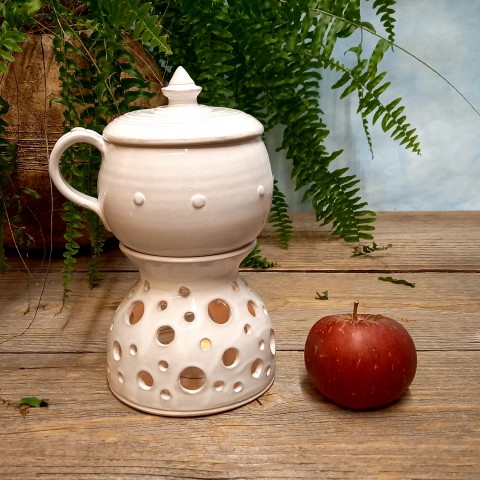 Pícka na jablíčko domov jablko jablíčko dekorace dárek kuchyně keramika svícen vůně vánoční aromalampa chalupa originál handmade pec zapékací jablečňák ohřívák pícka na jablko prořezávaná 