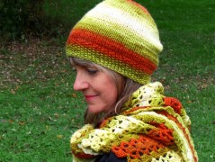 Háčkovaný šátek - růže na sněhu