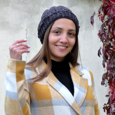 Čepice - ocelově šedé nebe čepice jarní pletení přírodní sportovní šedá pletená podzimní tvíd antracitová čapka handmade hučka nopky tweed copánková tvídová tweedová nopkatá 