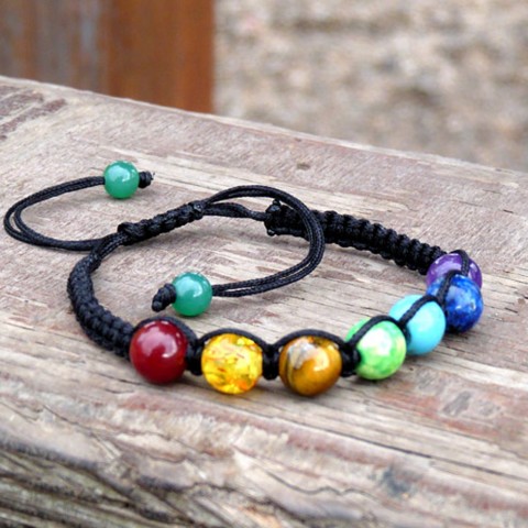 Náramek shamballa - čakry náramek univerzální minerály handmade macramé čakry shamballa joga drhaný yoga 