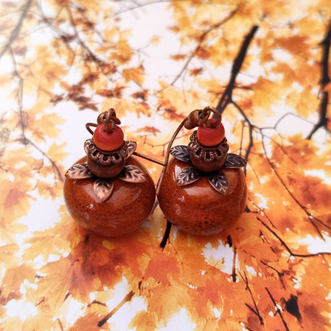 Náušnice ohnivé víly (keramika) originální náušnice oheň keramika keramické dívčí veselé léto extravagantní pohádkové energie ohnivé jedinečné dřevěné korálky žhavé handmado 