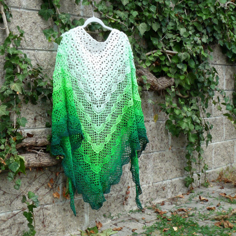 Háčkovaný šátek - jabloňový květ jabloň originální velký háčkovaný šátek originál handmade stylový exkluzivní nadčasový jabloňový květ jabloňové květy velikánky 