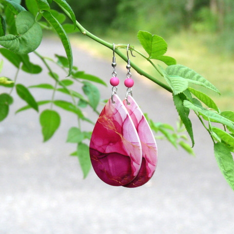Náušnice - orchidej originální náušnice orchidej růžová dívčí květiny romantické kapka dlouhé růžové kapky slza velké handmade lehoučké nepřehlédnutelné slzy atraktivní neposedné 