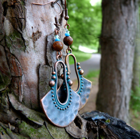 Náušnice - ze starého Egypta vintage extravagantní egypt originál cestování starobylé nápadné naušnice bronz handmade bronzové nepřehlédnutelné 