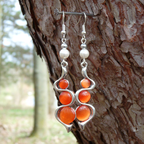 Náušnice - hravé vlnky orange náušnice dívčí pomeranč dlouhé originál vlnky kroucené handmade orange nepřehlédnutelné zvlněné 