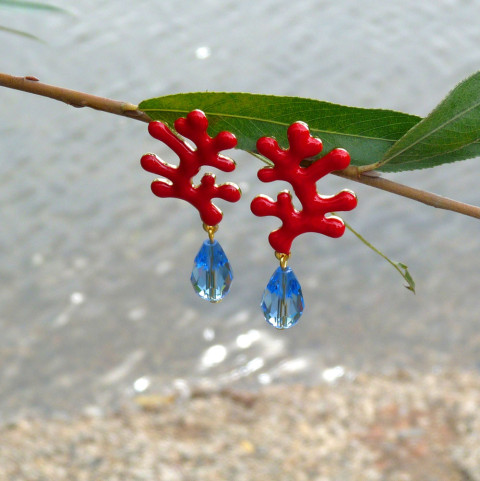 Náušnice - z korálového útesu originální moře korál náušnice letní léto extravagantní kapka výrazné originál kapky dovolená větvičkový mořský korál neokoukané 
