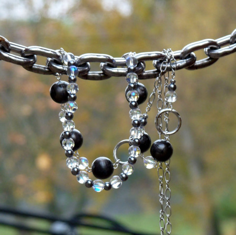 Náhrdelník - ledové kapky vody voda náhrdelník originální zima elegantní řetízek zimní perličky originál dlouhý odlesky vodní handmade ledový skleněné korálky řetízkový nadčasový království dlouhatánský pohádový 