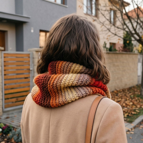 Pletený nákrčník - spadané listí pletený zimní barevný veselý podzimní pestrobarevný nákrčník handmade color spadané listí vícebarevný 2 otočky hráškový vzor 