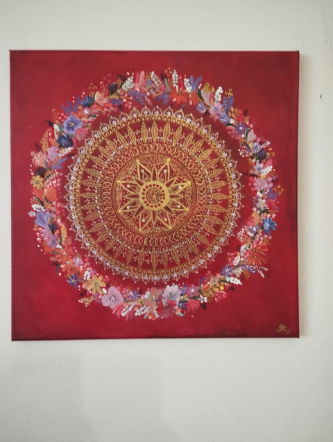 Mandala energie červená dárek malba energie barevná energetická 