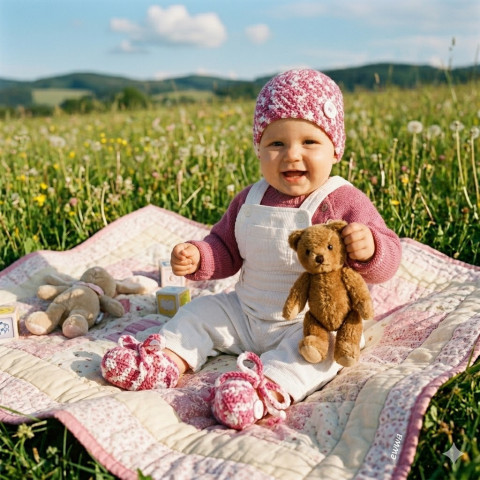 Čepička + botičky děti podzim fialová růžová jarní čepička holčička holčičí bílá jaro miminko souprava háčkované podzimní melír botičky handmade set bačkůrky capáčky 