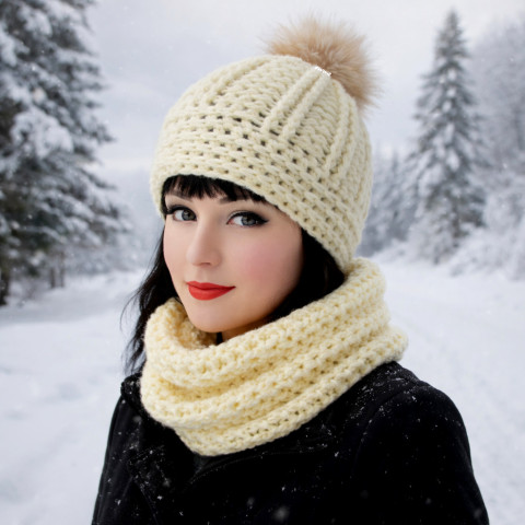 Čepice + nákrčník zima čepice žlutá šála souprava zimní háčkované akryl hřejivé nákrčník teplé bambule handmade set na krk hučka debilka máslová shawl winter pompom cap světležlutá beanie 
