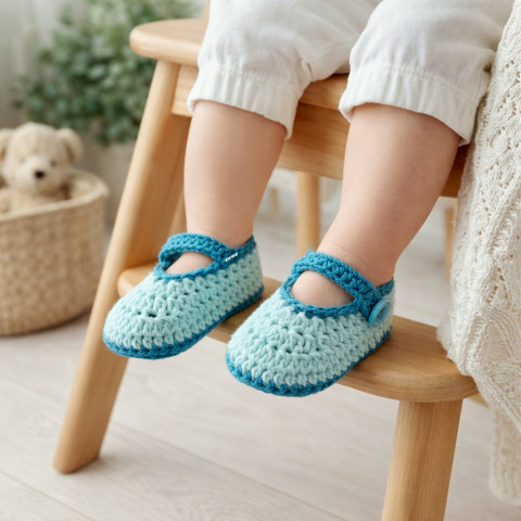 Botičky děti jarní holčička letní bavlna klučičí miminko háčkované akryl kluk mentolová petrolejová botičky unisex celoroční handmade capáčky mimi balerinky klici 