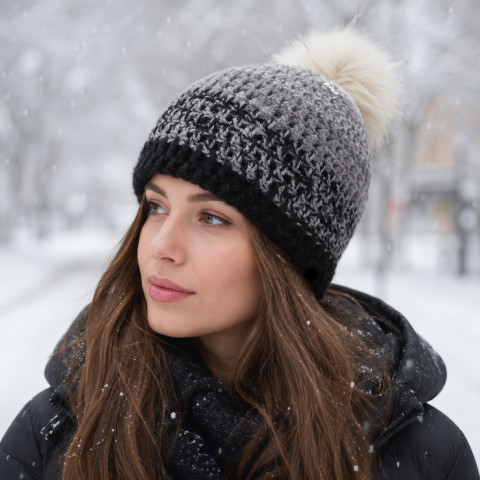 Čepice, kulich kulich čepice háčkovaná ženy bílá černá šedá dámská zimní teplá bambule hřejivá crochet hat winter pompom women beanie 