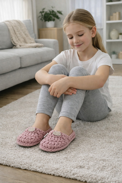 Pantofle, nazouváky bavlna háčkované pohodlné starorůžová boty domácí handmade elastan ťapky pantofle baleriny domácí obuv nazouváky 